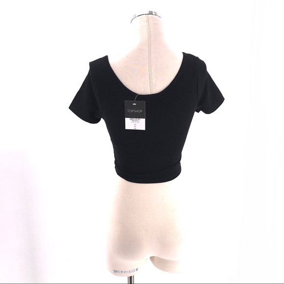 TOPSHOP Black Crop Top T-Shirt - Picture 6 of 6